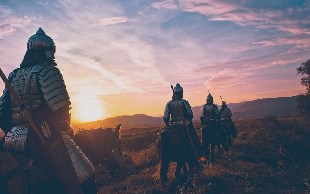 battle-knights-riding-horses
